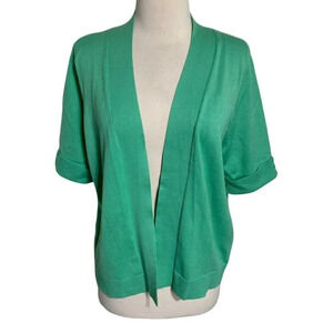 89th & Madison 2X‎ Seaglass green short sleeve open cardigan NWT
